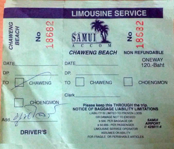 Limosine Ticket to Chaweng